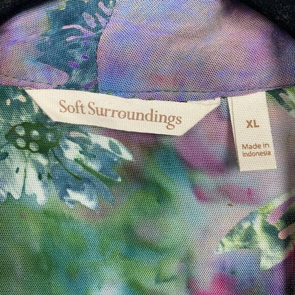 Soft Surroundings Green&Purple Tie Dye Floral Open Front Cardigan Kimono Sz.XL - Picture 5 of 12